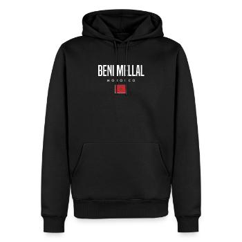 Beni Mellal, Maroc - Sweat à capuche Premium bio Homme - noir - Devant - Nico (187cm)