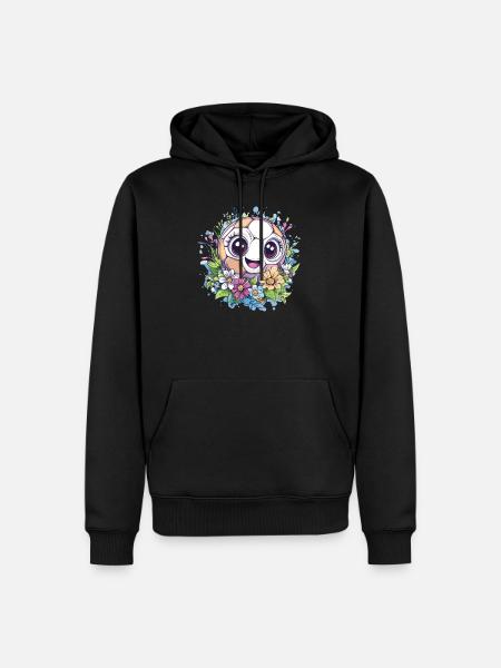 Fußball mit Blumen - Männer Premium Bio Hoodie - Schwarz