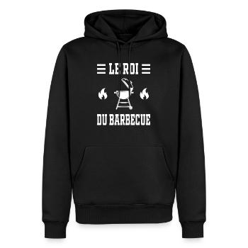 le roi du barbecue bbq barbecue - Sweat à capuche Premium bio Homme - noir - Devant - Nico (187cm)