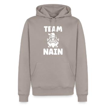 Zwerg - Männer Premium Bio Hoodie - Taupe - Vorne - Nico (187cm)