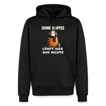 Drôle de chat avec dire du matin - Sweat à capuche Premium bio Homme - noir - Devant - Nico (187cm)