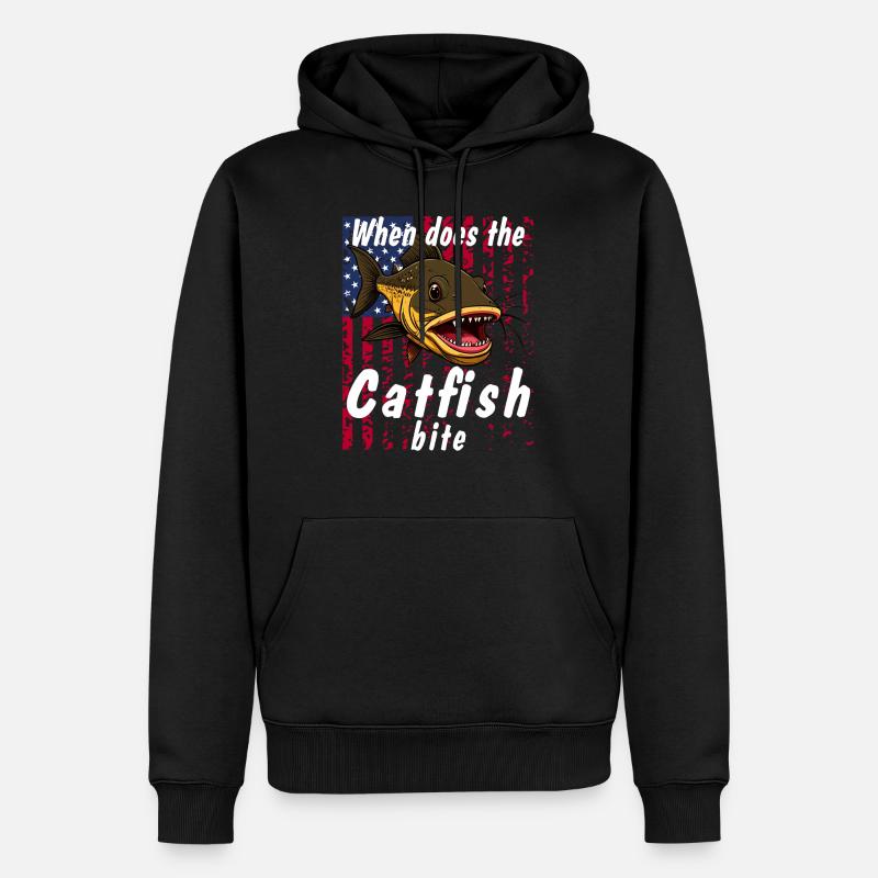 When does the catfish bite - Männer Premium Bio Hoodie - Schwarz