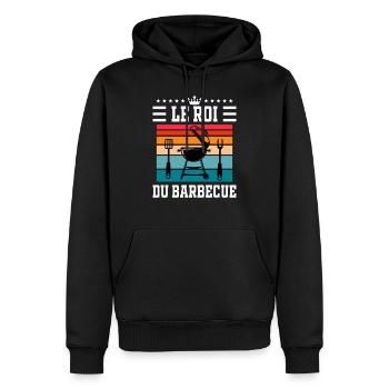 le roi du barbecue bbq grille humour vintage - Sweat à capuche Premium bio Homme - noir - Devant - Nico (187cm)