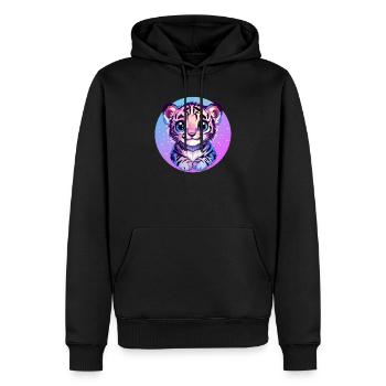 Bébé tigre dans le ciel étoilé - Sweat à capuche Premium bio Homme - noir - Devant - Nico (187cm)