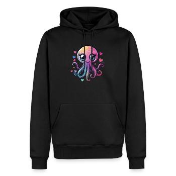 Pieuvre scintillante avec des coeurs - Sweat à capuche Premium bio Homme - noir - Devant - Nico (187cm)