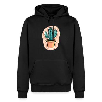 Topfkaktus mit Charme - Männer Premium Bio Hoodie - Schwarz - Vorne - Nico (187cm)