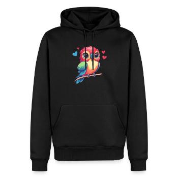Papagei mit Herzen - Männer Premium Bio Hoodie - Schwarz - Vorne - Nico (187cm)