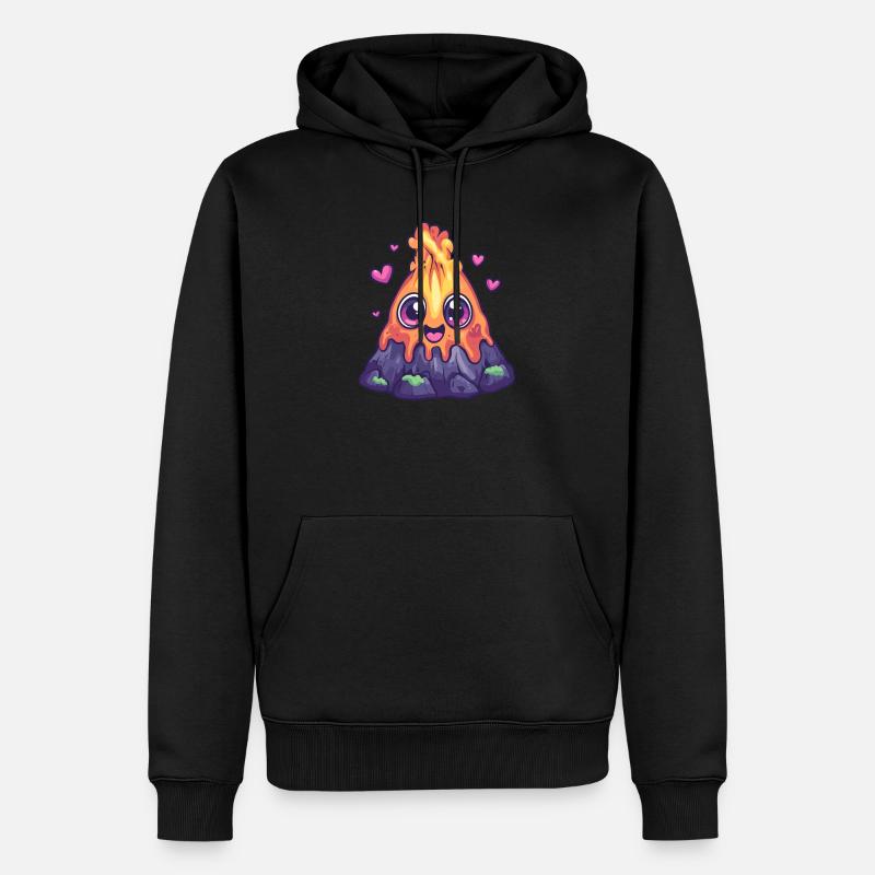 Vulkan mit Herzchen - Männer Premium Bio Hoodie - Schwarz