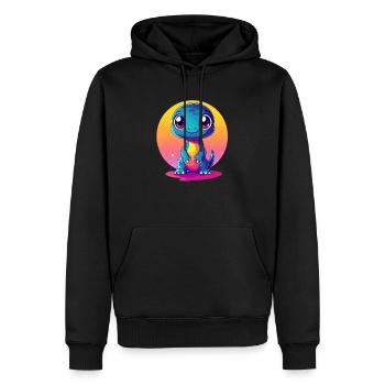 Dino im Sonnenuntergang - Männer Premium Bio Hoodie - Schwarz - Vorne - Nico (187cm)