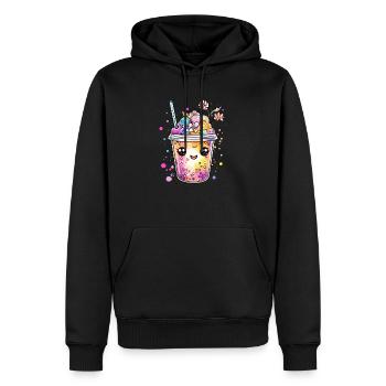 Bubble Tea mit Blüten - Männer Premium Bio Hoodie - Schwarz - Vorne - Nico (187cm)