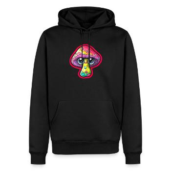 Bunter Pilz mit Augen - Männer Premium Bio Hoodie - Schwarz - Vorne - Nico (187cm)