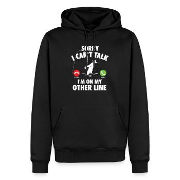 Désolé, je ne peux pas parler, je suis sur mon autre ligne - Sweat à capuche Premium bio Homme - noir - Devant - Nico (187cm)