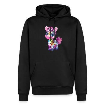 Regenbogen Zebra Kindermotiv - Männer Premium Bio Hoodie - Schwarz - Vorne - Nico (187cm)