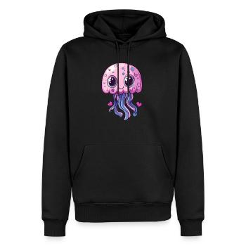 Méduse Kawaii Rose - Sweat à capuche Premium bio Homme - noir - Devant - Nico (187cm)