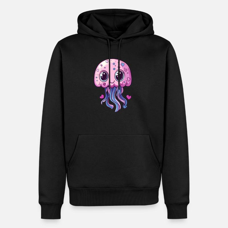 Méduse Kawaii Rose - Sweat à capuche Premium bio Homme - noir