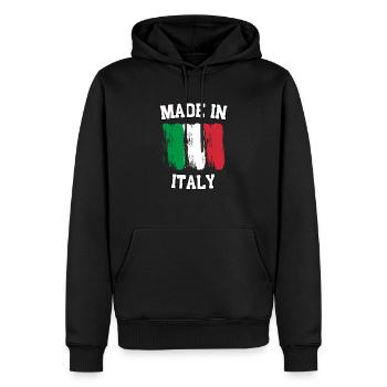 Made in Italy - Männer Premium Bio Hoodie - Schwarz - Vorne - Nico (187cm)