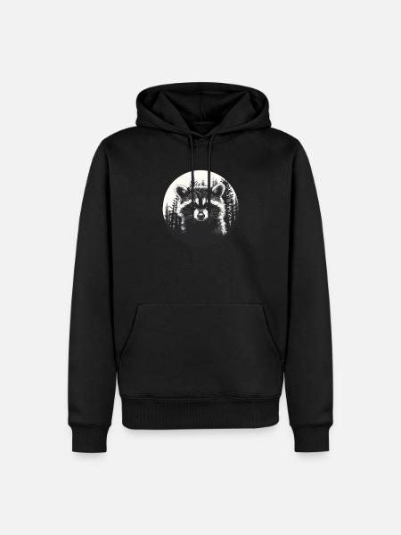 Waschbär im Waldkreis - Männer Premium Bio Hoodie - Schwarz