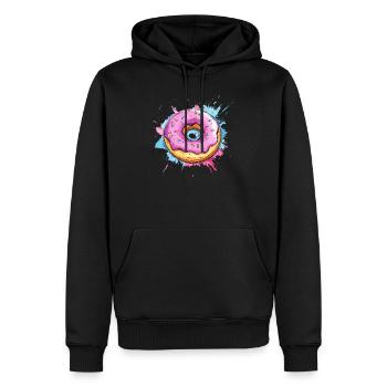 Beignet avec glaçage rose - Sweat à capuche Premium bio Homme - noir - Devant - Nico (187cm)