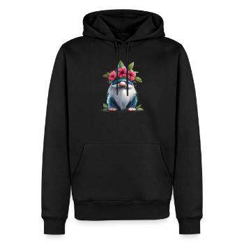 Wichtel mit Blumenhut - Männer Premium Bio Hoodie - Schwarz - Vorne - Nico (187cm)