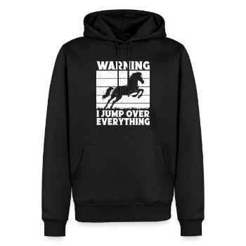 Horseback Riding Warning Jump Over Everything - Männer Premium Bio Hoodie - Schwarz - Vorne - Nico (187cm)