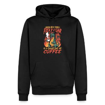 Dragon Coffee Mythical Creatures - Männer Premium Bio Hoodie - Schwarz - Vorne - Nico (187cm)