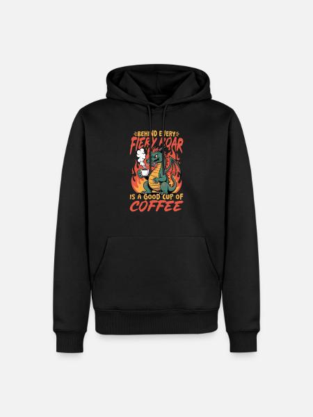 Dragon Coffee Mythical Creatures - Männer Premium Bio Hoodie - Schwarz