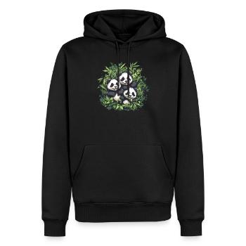 Trois pandas en bambou - Sweat à capuche Premium bio Homme - noir - Devant - Nico (187cm)