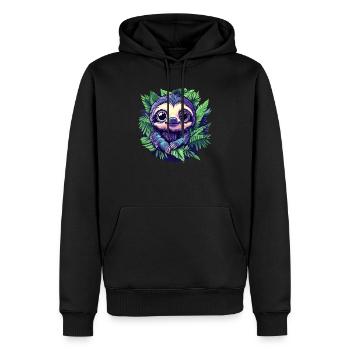 Lächelndes Faultier im Dschungel - Männer Premium Bio Hoodie - Schwarz - Vorne - Nico (187cm)