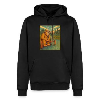 Bigfoot And Alien Fishing Together - Angler - Men’s Premium Organic Hoodie - black - Front - Nico (187cm)