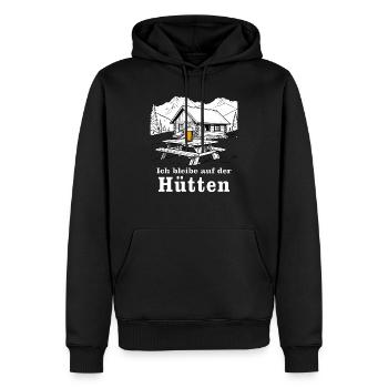 I stay at the hiker's hut - Men’s Premium Organic Hoodie - black - Front - Nico (187cm)