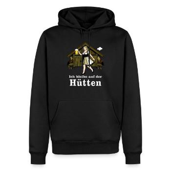 Je loge à la cabane du randonneur - Sweat à capuche Premium bio Homme - noir - Devant - Nico (187cm)