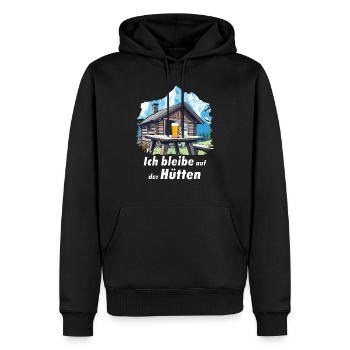 Je loge à la cabane du randonneur - Sweat à capuche Premium bio Homme - noir - Devant - Nico (187cm)