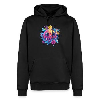Süße Qualle mit Blumen - Männer Premium Bio Hoodie - Schwarz - Vorne - Nico (187cm)