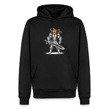 Pumpkin Head Knight with Sword - Halloween - Men’s Premium Organic Hoodie - black - Front - Nico (187cm)