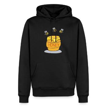 Honigtopf und fleißige Bienen - Männer Premium Bio Hoodie - Schwarz - Vorne - Nico (187cm)