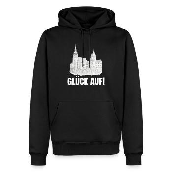 Schwarzenberg Glueck auf - Männer Premium Bio Hoodie - Schwarz - Vorne - Nico (187cm)