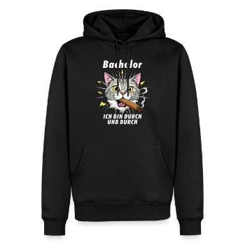 CAT Cigare Bachelor - Sweat à capuche Premium bio Homme - noir - Devant - Nico (187cm)