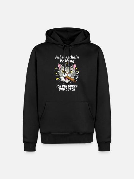 CAT Cigar Driver's License Exam - Men’s Premium Organic Hoodie - black