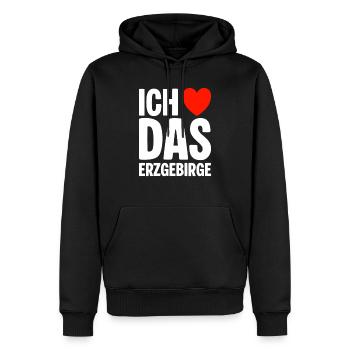 Ich liebe das Erzgebirge - Männer Premium Bio Hoodie - Schwarz - Vorne - Nico (187cm)