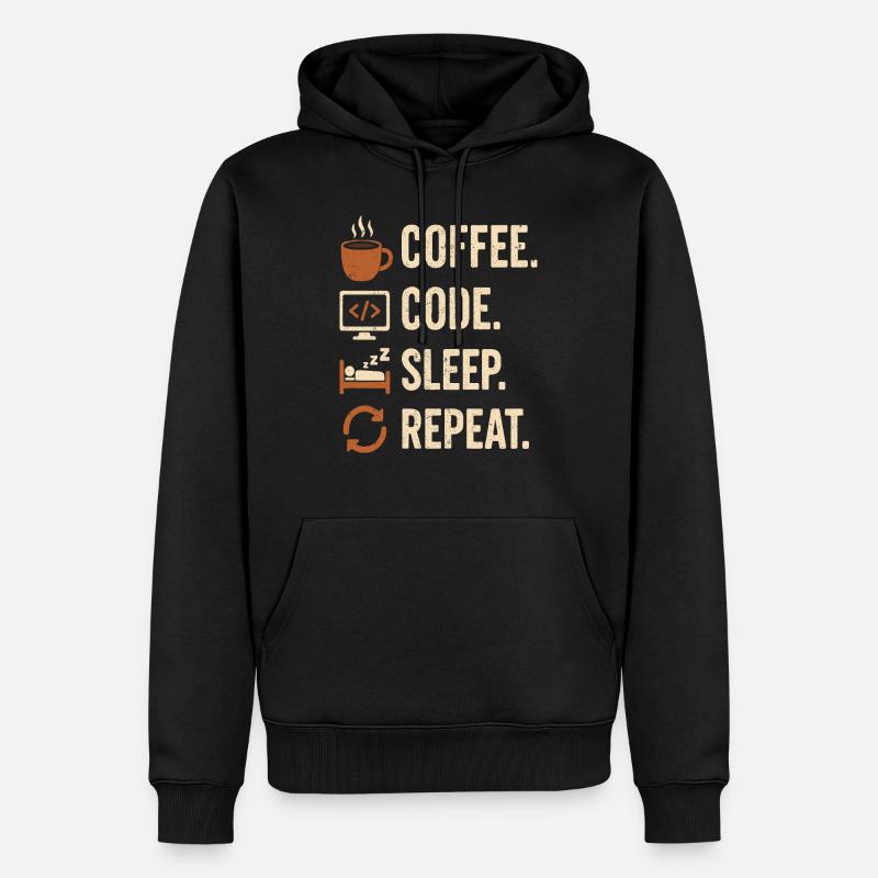 Geek-Coder-Routine – Kaffee, Code, Schlaf, mehr - Männer Premium Bio Hoodie - Schwarz