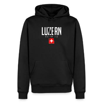 Luzern Schweiz - Männer Premium Bio Hoodie - Schwarz - Vorne - Nico (187cm)