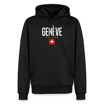Genf Schweiz - Männer Premium Bio Hoodie - Schwarz - Vorne - Nico (187cm)