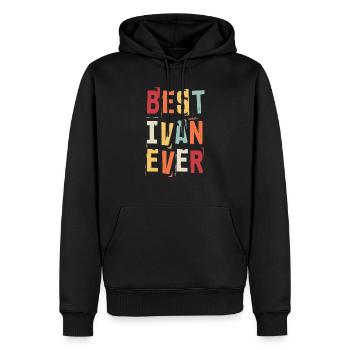 Bester Ivan Ever Retro Vorname Text Spruch - Männer Premium Bio Hoodie - Schwarz - Vorne - Nico (187cm)