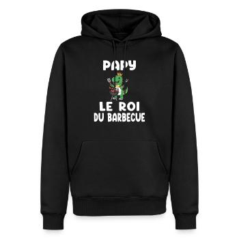 roi barbecue dinosaure papy - Sweat à capuche Premium bio Homme - noir - Devant - Nico (187cm)
