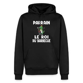 roi barbecue dinosaure parrain - Sweat à capuche Premium bio Homme - noir - Devant - Nico (187cm)