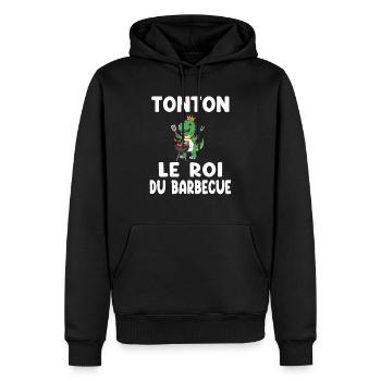 roi barbecue dinosaure tonton - Sweat à capuche Premium bio Homme - noir - Devant - Nico (187cm)