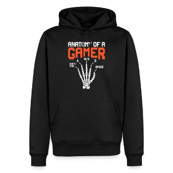 Anatomie eines Gamer Skelett Lustiges Gaming Geschenk - Männer Premium Bio Hoodie - Schwarz - Vorne - Nico (187cm)
