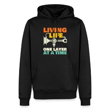 Vivre la vie une couche à la fois – 3D Printing Geek - Sweat à capuche Premium bio Homme - noir - Devant - Nico (187cm)