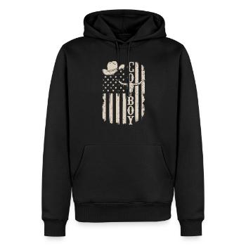 Drapeau des États-Unis Cowboy – Western Cowpoke Rancher - Sweat à capuche Premium bio Homme - noir - Devant - Nico (187cm)