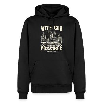 Avec Dieu, tout est possible – Cowpoke Faith - Sweat à capuche Premium bio Homme - noir - Devant - Nico (187cm)